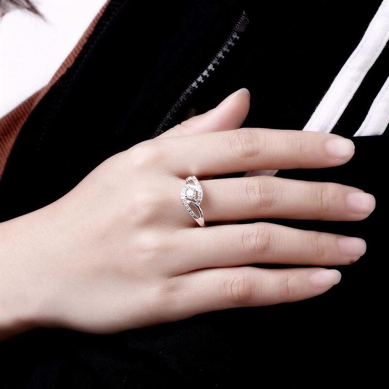 새로운 스트리트 웨어 925 스털링 실버 반짝이 지르콘 다이아몬드 반지, 여성을 위한 웨딩 파티 선물 고급 주얼리 약혼 반지