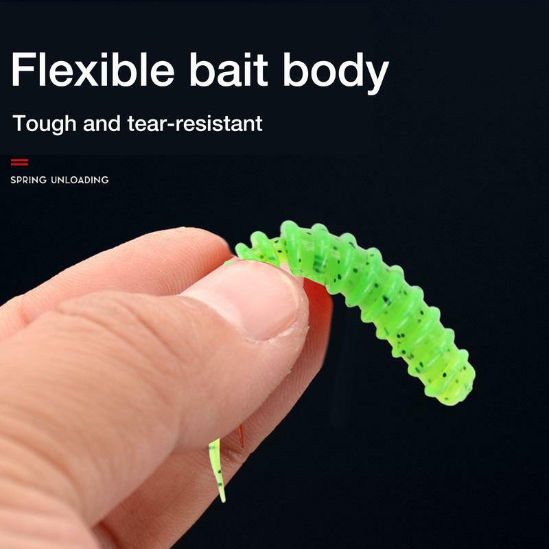 Soft Fishing Lures vara Worms, Bionic Bait flexível, Truta Jig, água salgada e de água doce, 1,3g, 6 centímetros