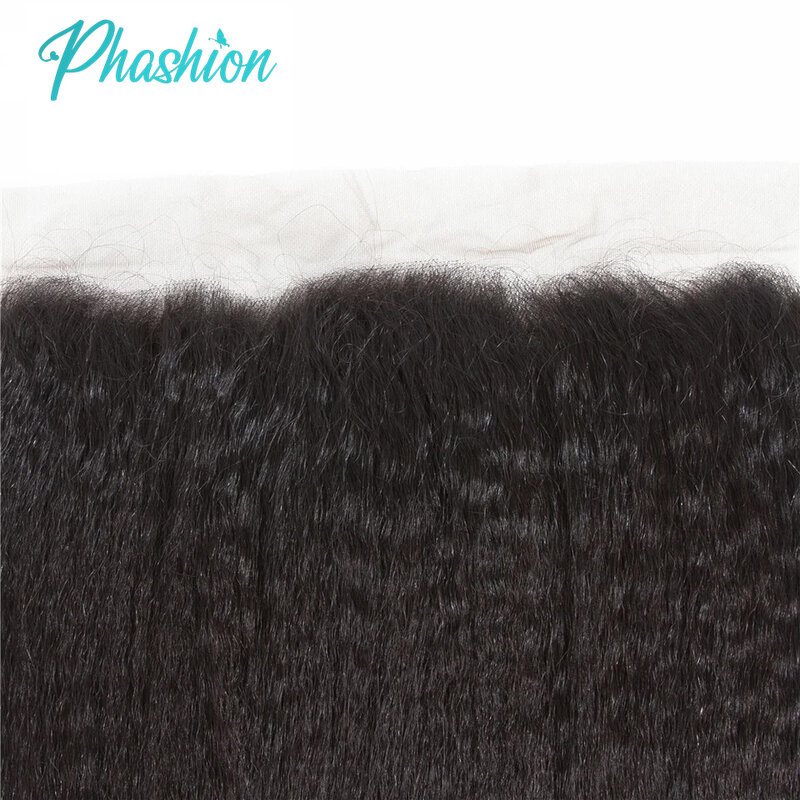 Phashion 13x4 Kinky Straight Lace Frontal Pre Plucked With Baby Hair HD Transparent Yaki 4x4 Closure Remy Human Hair For Women