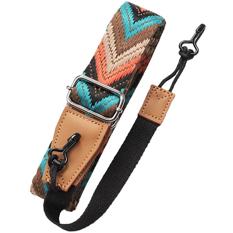 Crochet réglable double J pour ceinture de ukulélé, clip sans perçage, ceinture en nylon multicolore chic