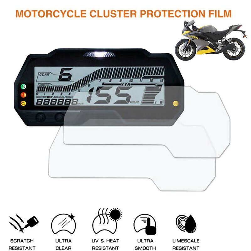 2 Set pelindung instrumen sepeda motor Film pelindung layar Meter untuk Yamaha R15 V3 2017-2020 MT-15 2018-2020