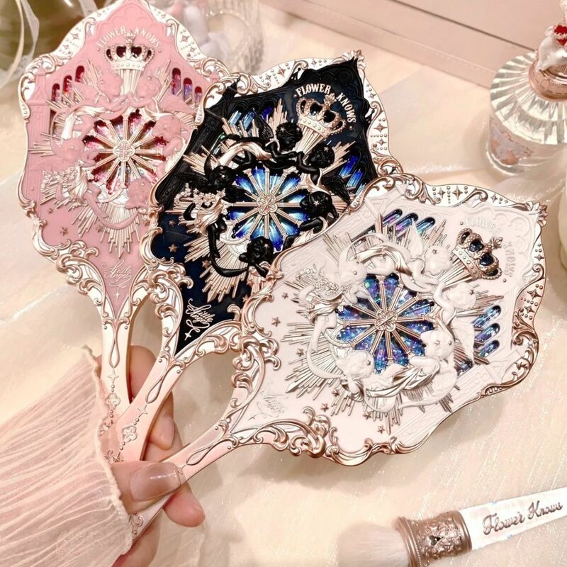 꽃이 작은 천사 휴대용 거울, 인스 공주 스타일, 소녀 여행 휴대용 메이크업 거울, 친구를 위한 생일 선물