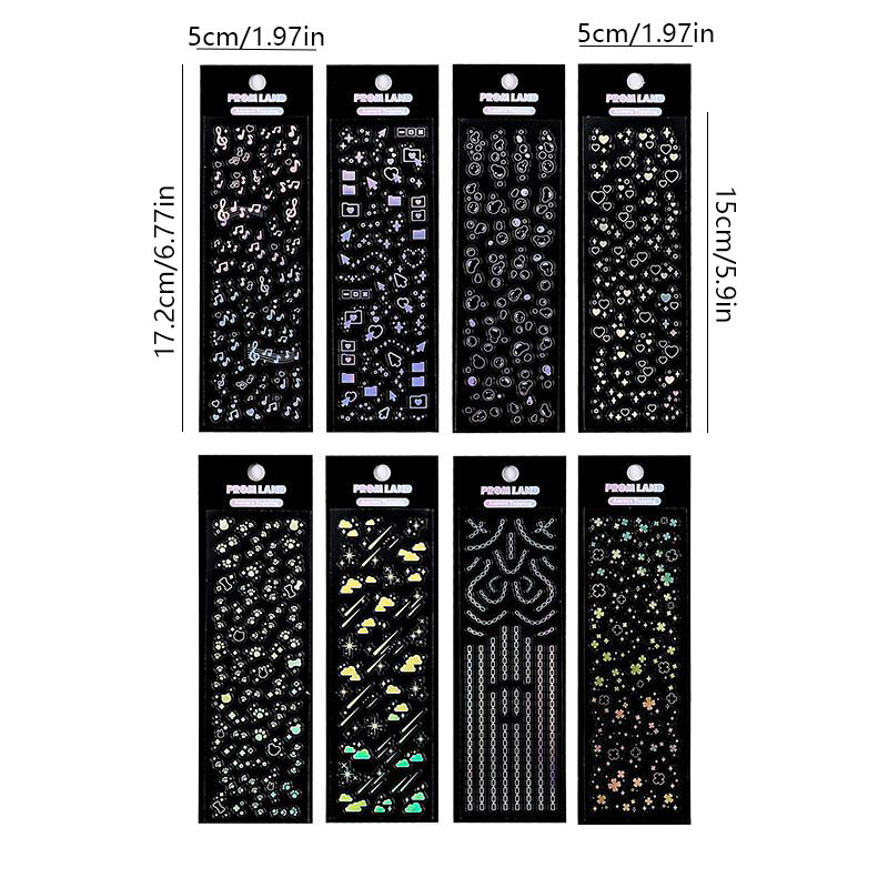 Fancym 12 Lembar Tahan Air Berkilauan Laser Bintang Dot Stiker Dekoratif untuk Scrapbooking DIY Foto Kartu Dekorasi Kolase