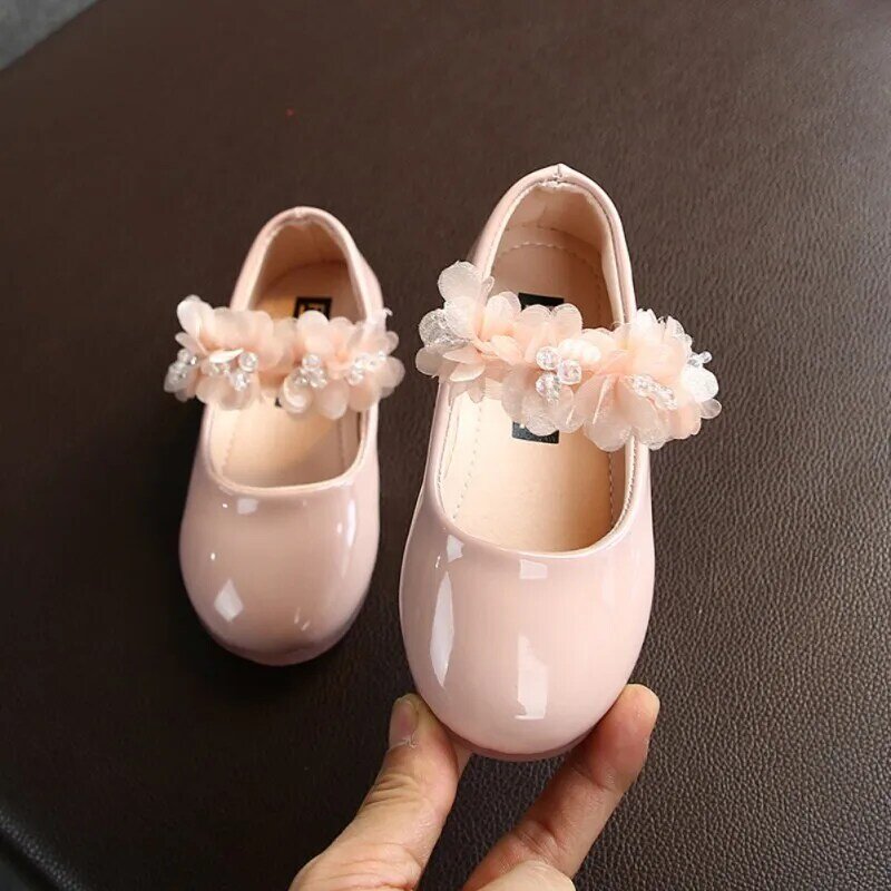 Wiosenne dziewczęce skórzane buty niemowlę niemowlę dziecko dziecko dziewczynka koronka księżniczka impreza but do tańca jednolite na rzep i pętla buty dla małego dziecka dla dzieci