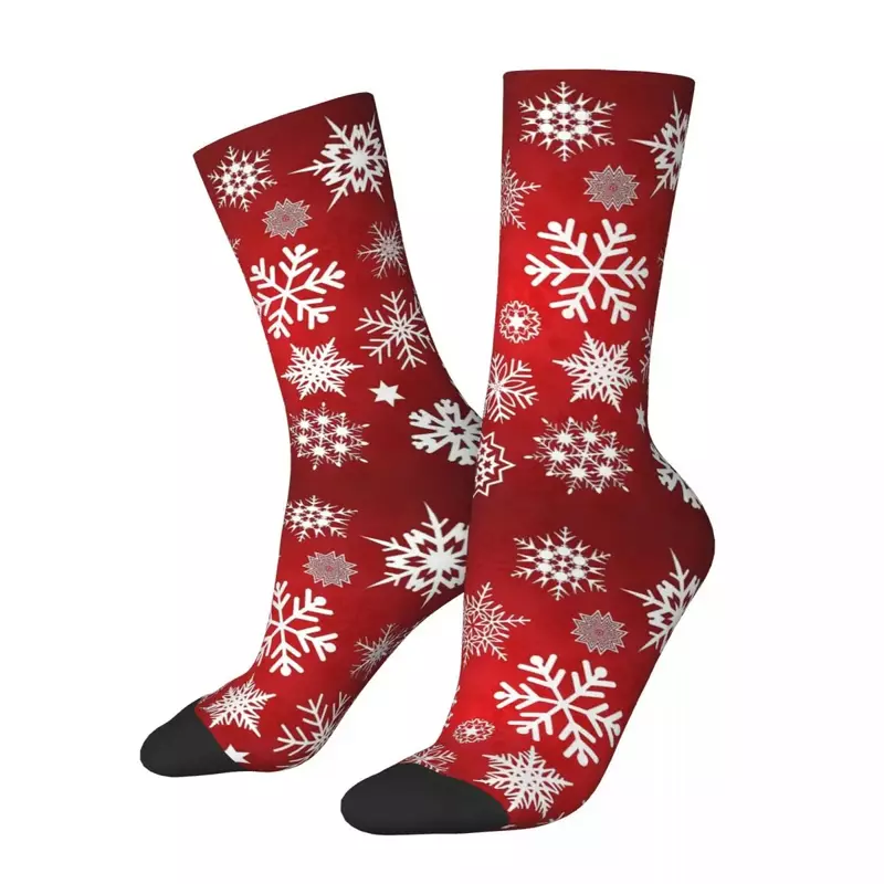 Calzini di fiocchi di neve di natale Harajuku calze assorbenti del sudore calze lunghe per tutte le stagioni accessori per regalo di compleanno della donna dell'uomo