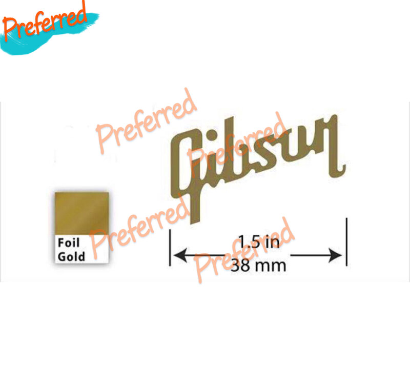 Golden Gibson Guitar Sticker 3.8cm