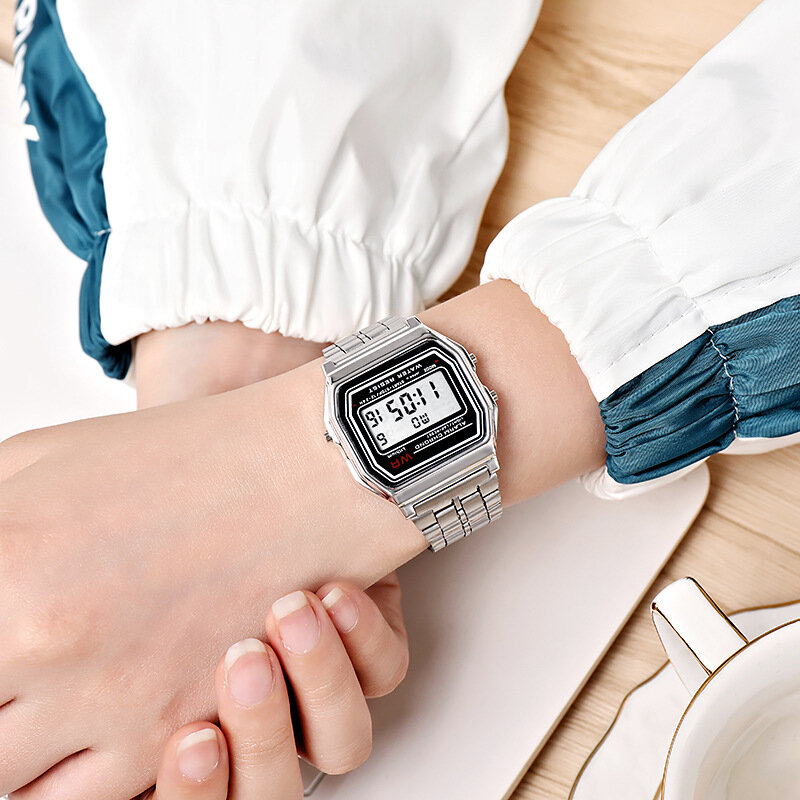 Relojes de silicona de Oro de lujo Para mujer, reloj DIGITAL LED de Moda, reloj electrónico informal Para mujer 2024