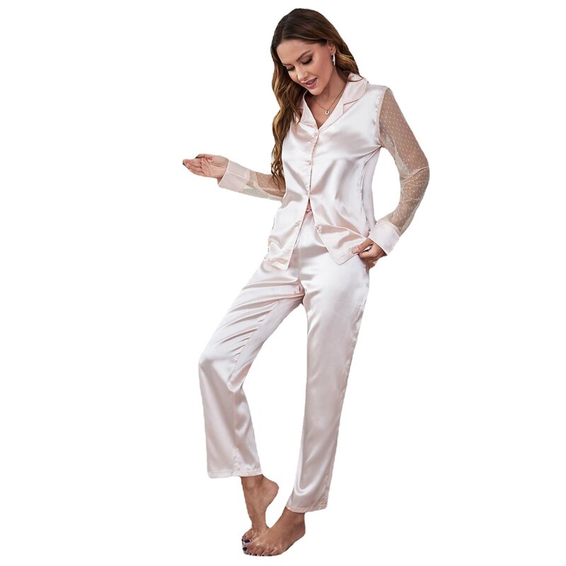 Foply Women's Pajamas Sets Spring Summer 2Pcs Short Sleeve + Trousers Suits Sleepwear Home Clothes Comfortable Female Homewear