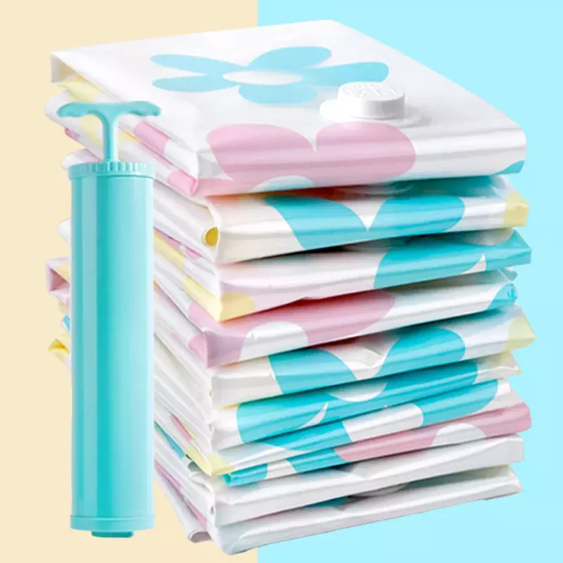 11PCS Vacuum Bag Storage Bag Home Organizer Foldable Clothes Organizer Seal Compressed Travel Saving Bag Package With Hand Pump
