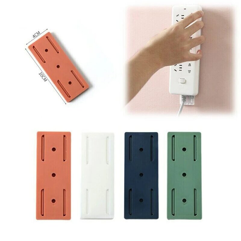 Removable Self-Adhesive Power Socket Strip Fixator Wall Mounted Self Adhesive Punch Free Row Plug Holder for Kitchen Home Office