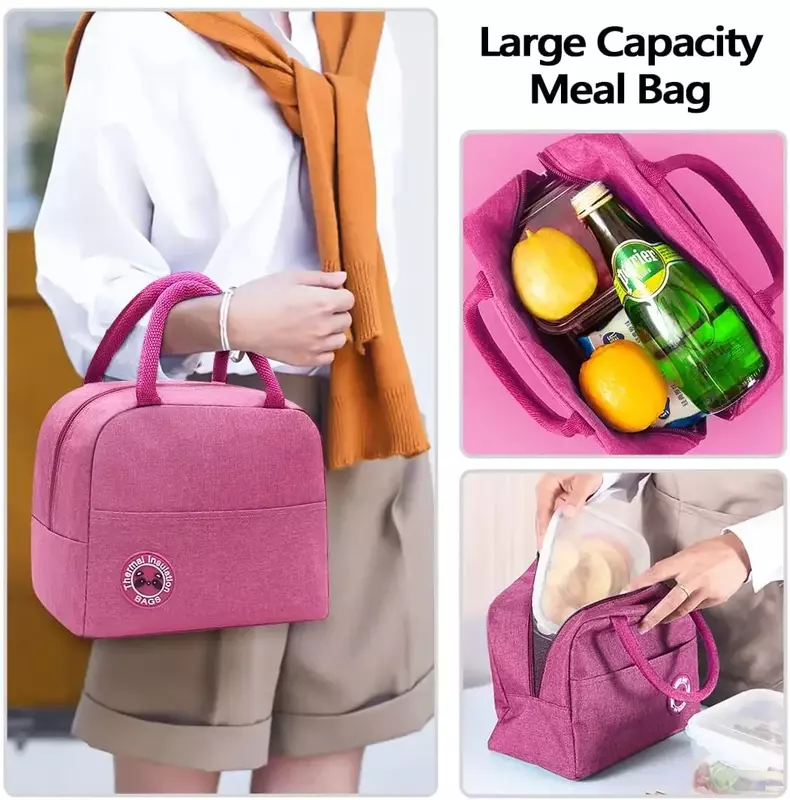 Lunch Bag Canvas Insulated Lunch Bag for Men and Women Convenient Thermal Tote Waterproof Reusable Lunch Bag Teacher Pattern