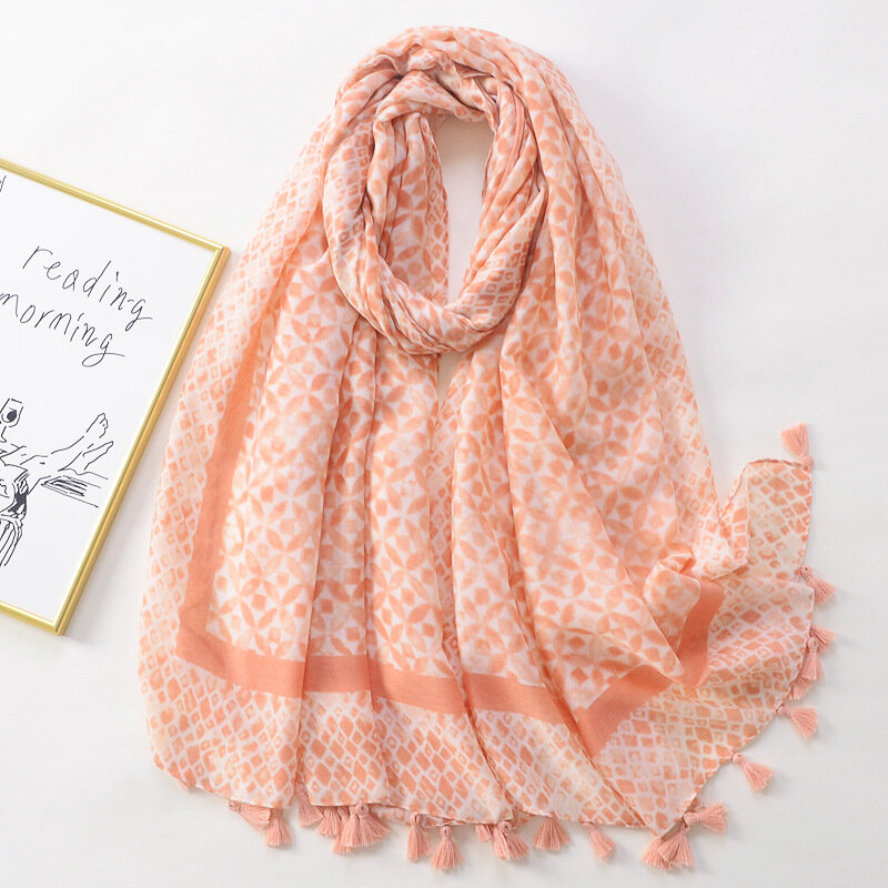 Elegante Frau Schal Mode-Design Quaste Baumwolle Schal Moslemisches Hijab Schals Floral Print Damen Schals Für Strand Party Bandana
