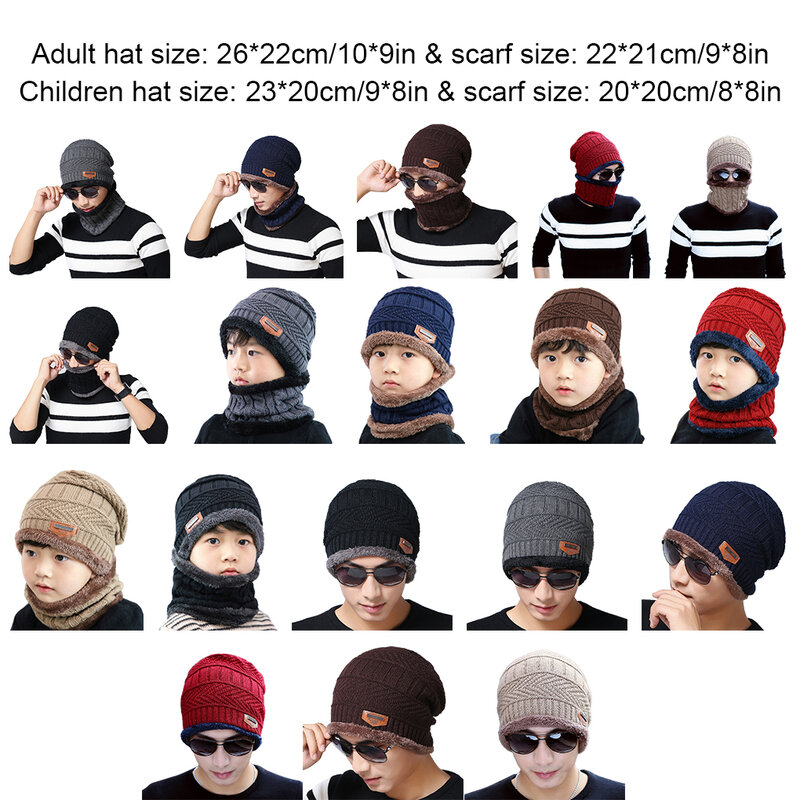 성인 및 어린이용 니트 스카프 모자, 야외 모자