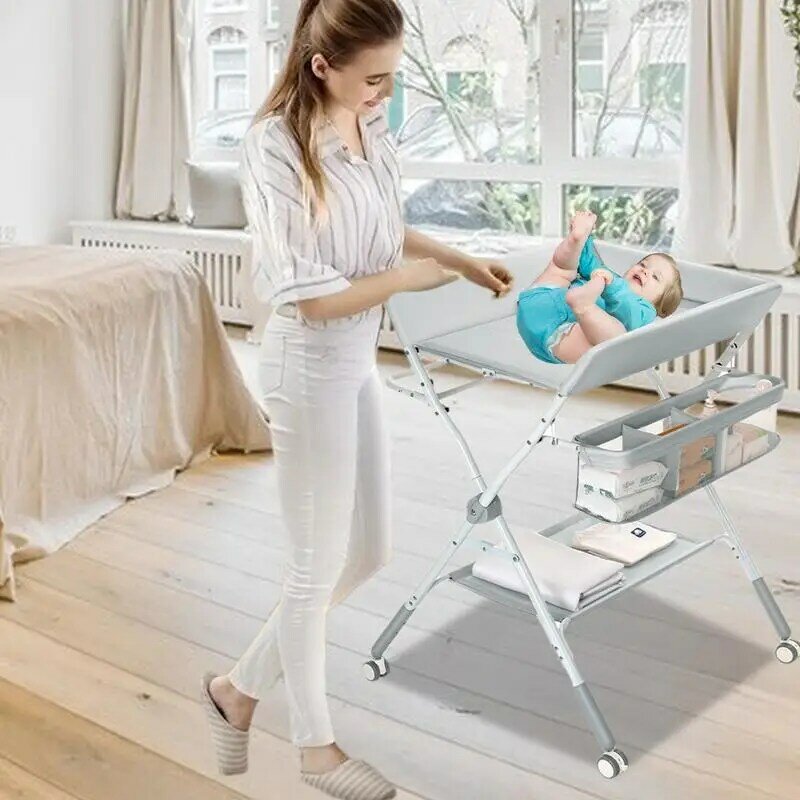 Подгузник с колесиками, портативный пеленальный столик с регулируемой высотой для детей 0-6 месяцев