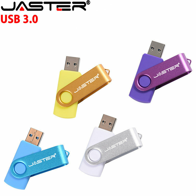 JASTER USB Flash Drive USB 3.0 16GB 32GB Super-velocidade Black Metal Swivel USB Flash Memória Pen Drive Logotipo Personalizado Gravura A Laser