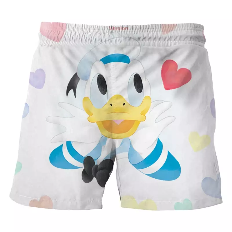 Disney-pantalones cortos de playa para hombre, shorts de dibujos animados del Pato Donald, informales, holgados y transpirables, novedad de verano