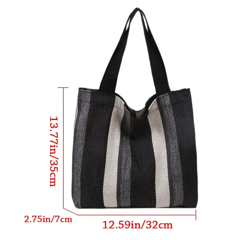 XXXXX   Simple Retro Handbag Small Fresh Striped Canvas Bags for Women Casual  Art Large-capacity Shoulder Bag Female