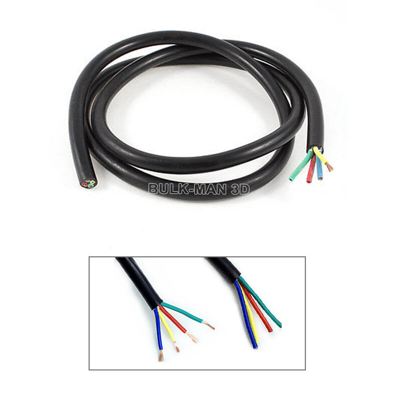 Cable blindado de 4 núcleos, 16AWG, 1000mm, 5000mm de longitud para Motor de husillo de conexión, inversor VFD, máquina grabadora CNC