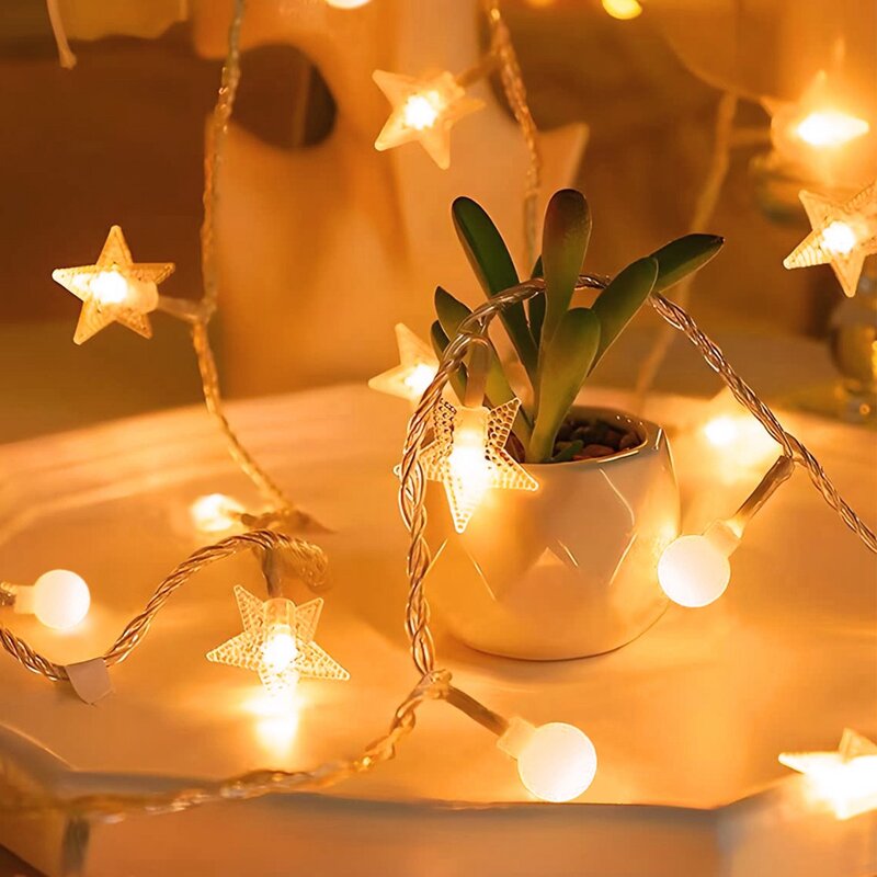 Guirnalda de luces LED de copos de nieve para decoración navideña, guirnalda de luces de hadas con batería, 1,5 M/3M, Año Nuevo, 2024