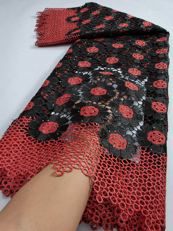 Гипюровая кружевная ткань 2023, новейшая африканская кружевная ткань, высококачественный материал для свадебного платья, шикарного платья, для шитья TY3282