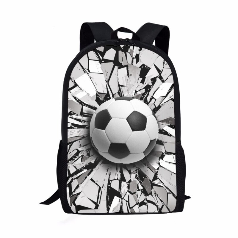 Школьная сумка для мальчиков и девочек, повседневный рюкзак с 3D принтом в виде футбольного огня для подростков, мужские и женские сумки для хранения