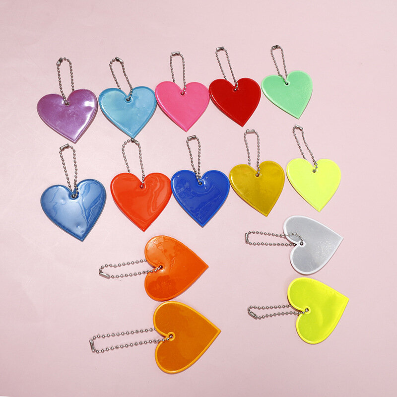 10 قطعة قلادة المفاتيح العاكسة شبح ، نجمة ، شكل قلب سلامة عاكس حقيبة قلادة Keyrings اكسسوارات للأطفال البالغين