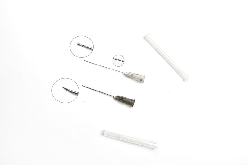 Punta smussata Micro Cannula need25g38mm 50MM Micro punta Cannula smussata per riempimento viso acido ialuronico Filler