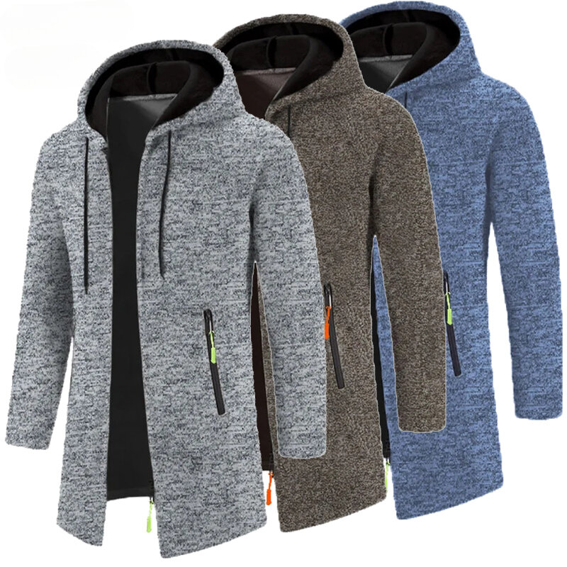 Sweats à capuche à manches longues PVD pour hommes avec fermeture éclair, sweats à capuche surdimensionnés, veste d'hiver, manteau, pull noir