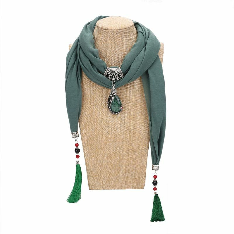 200 40 Damen-Schal Vintage-Stil, einfarbig, Ethno-Stil, Wassertropfen, Pfauenperle, P