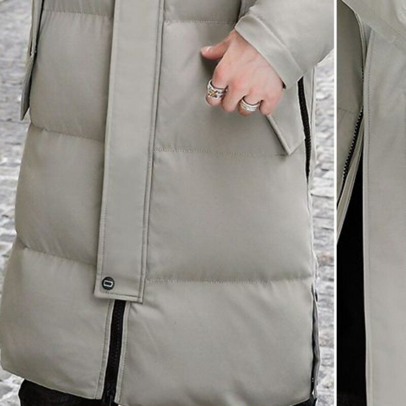 Kurtka podszyta bawełną mężczyźni 2023 nowy koreański styl z kapturem modny młodzieżowy bawełniany płaszcz z podszewką średniej długości odporny na zimno