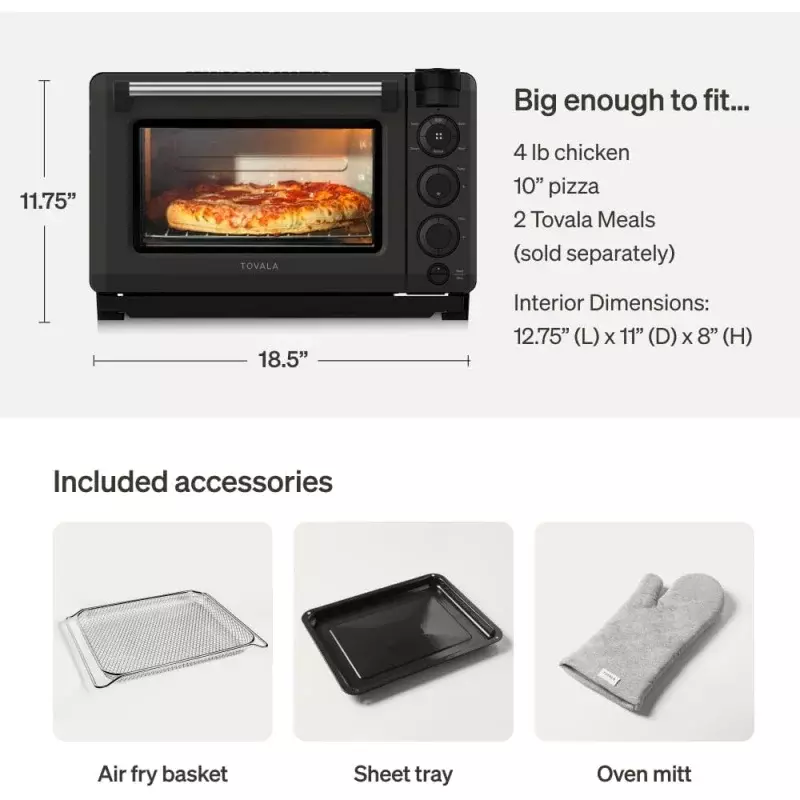 Tovala-Smartphone Control S Smart Forno Pro, 6-em 1 bancada forno de convecção, vapor, brinde, Air Fry, assar, grelha, Reset