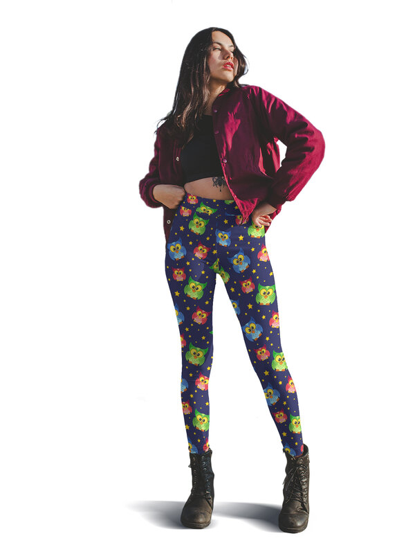 LETSFIND-mallas elásticas con estampado de búho para mujer, pantalones de cintura alta, a la moda, 2020