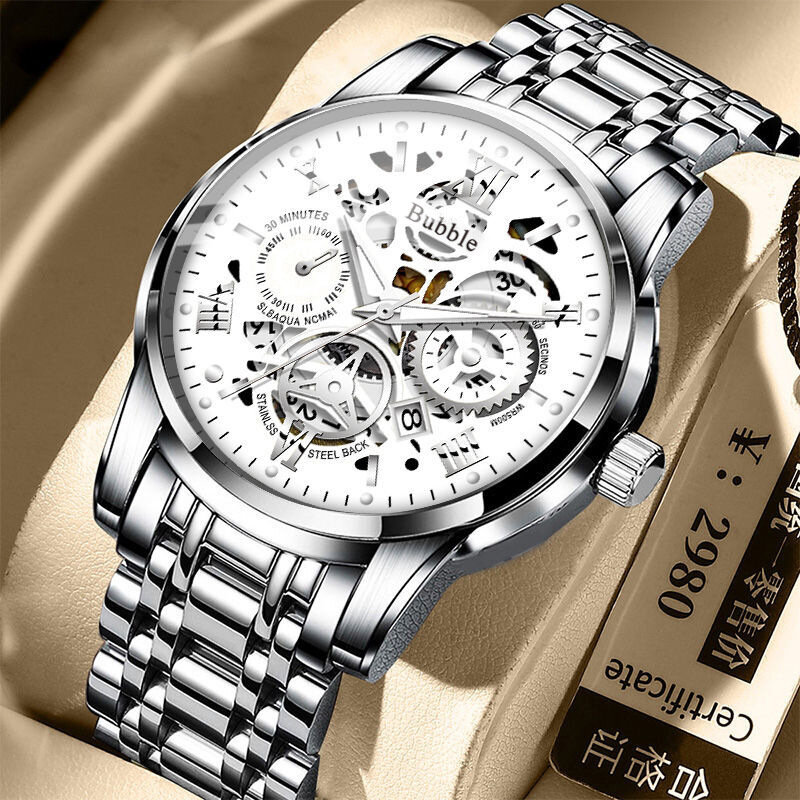 Orologio UTHAI L93 per uomo orologio al quarzo Versatile di lusso leggero alla moda di fascia alta orologio da uomo cavo romano impermeabile