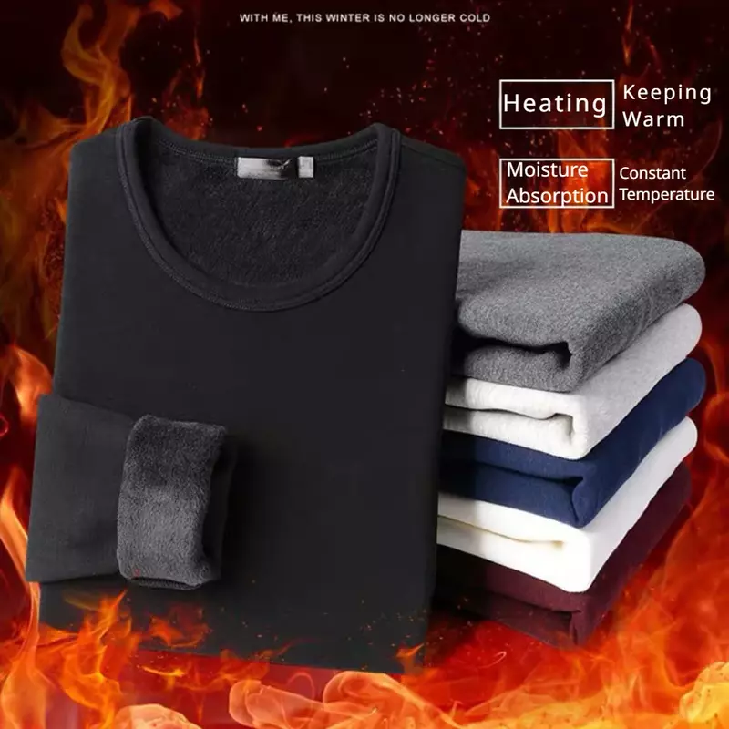 Camisa térmica manga comprida para homens, Roupa interior de inverno, Top térmico interno, Roupa grossa