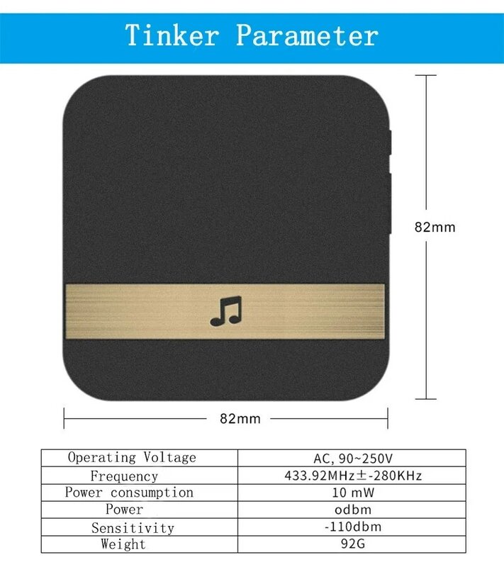 1 pçs sem fio wifi porta carrilhão sino ac 110-220v inteligente interior campainha eua ue uk au plug xsh app para eken v5 v6 v7 m3