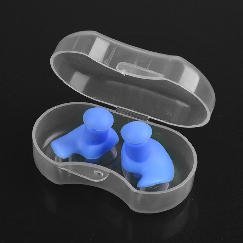 1 pasang/kotak penutup telinga Spiral silikon lembut untuk tahan air tahan debu untuk renang dewasa berselancar menyelam
