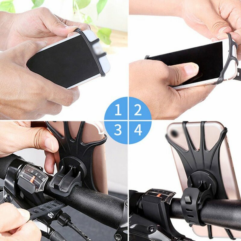 Support de téléphone portable rotatif en silicone pour vélo et moto, pour guidon de 4.0 à 6.0 pouces