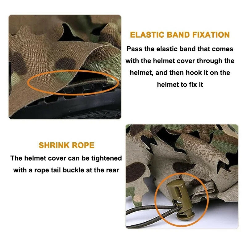 Penutup helm Airsoft jaring 3D Camo helm Drawstring nilon potongan tinggi aksesori berburu tentara Paratrooper taktis Paintball