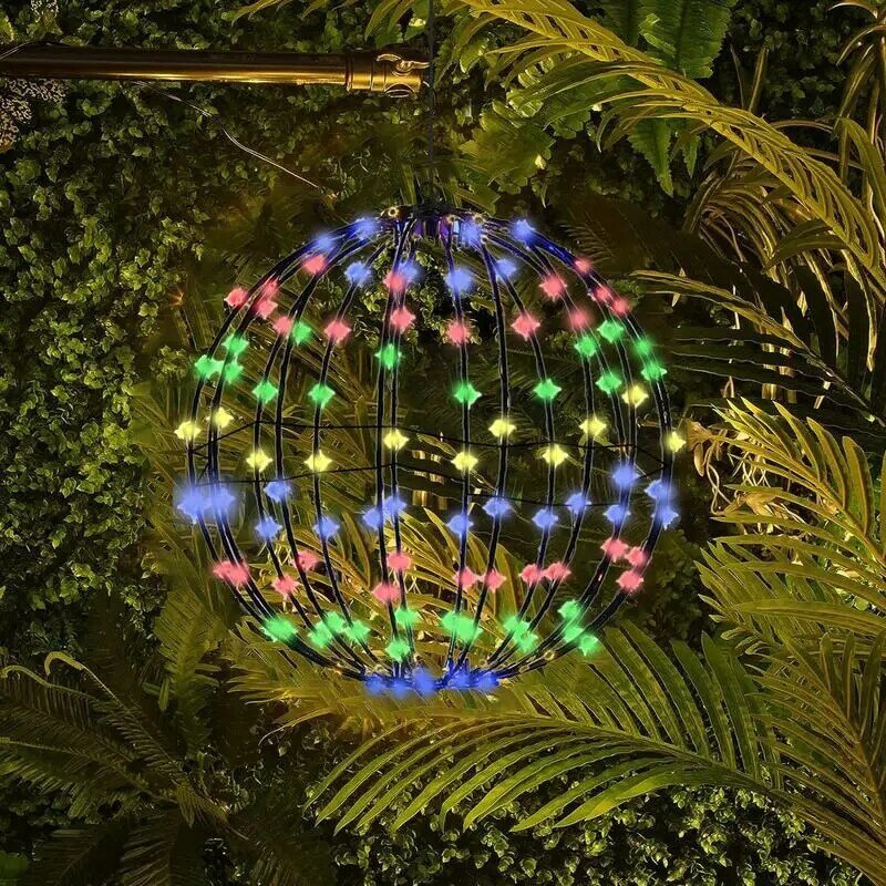 Foldable Glowing Sphere Lights Christmas Ornament Luminous Metal Frame Ball Lamp For Holiday Christmas Party Hanging Decoration