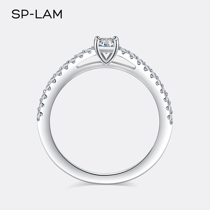 Real 925 Sterling Silver Pequeno Anel Moissnaite para Mulheres, Simples Espumante Redondo, 0.3CT Certificado Laboratório Diamante Anéis de Dedo