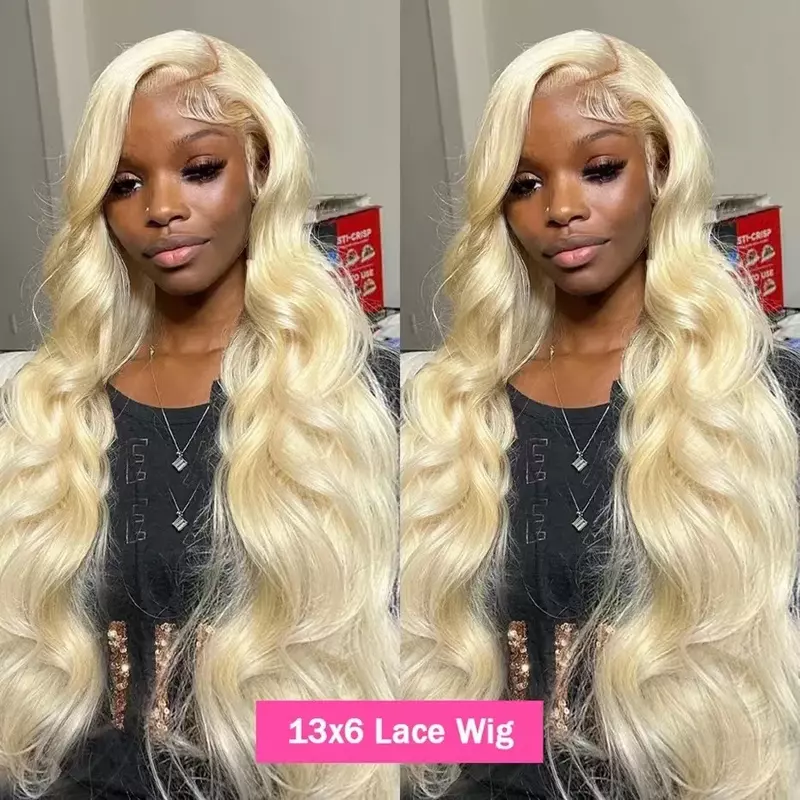 13*6 Synthetic Lace Wigs Frontal Lace Long Curly Hair Soft HD Lace Human Hair Light Blonde Large Waves Wig for Women