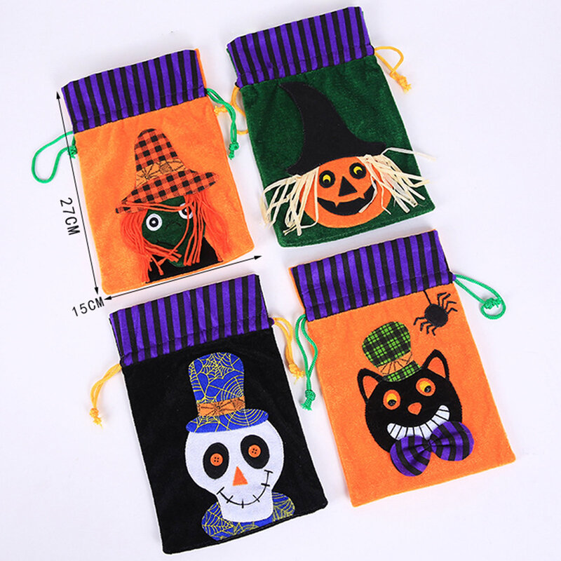 Halloween Drawstring Candy Bags Small Jewelery Drawstring Bag Gift Pouches for Trick or Treat Parties