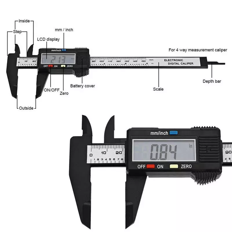 Nuovissimo strumento di misurazione del micrometro in fibra di carbonio calibro a corsoio per elettronica digitale LCD da 6 pollici 150mm