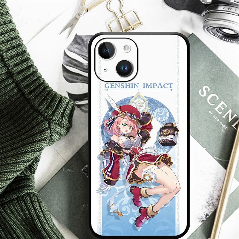 Charlotte Genshin Impact Pneuma casing ponsel karakter Cryo selaras untuk IPhone 15 14 13 12 11 Pro Max Mini XSMax SE3 2 7 8 Plus