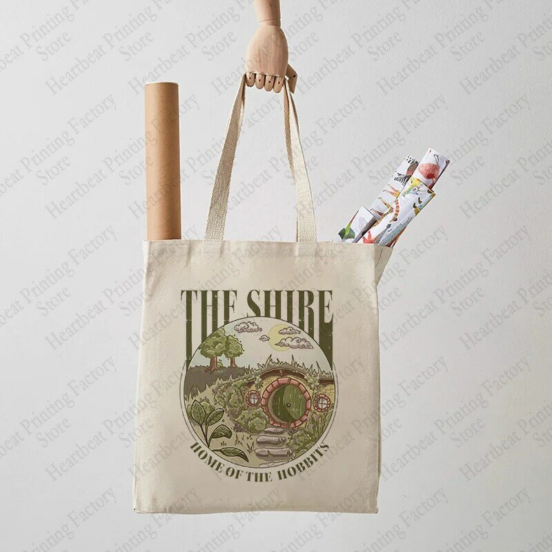 The Shire Pattern-Bolso de mano de lona reutilizable para mujer, bolso de hombro para viaje, viaje diario, compras, el mejor regalo para amantes de los movimientos