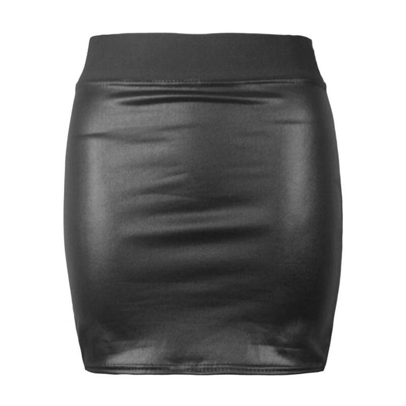 Minifalda de piel sintética para mujer, Falda corta de tubo, a la moda, de cintura alta, ajustada, para fiesta y discoteca