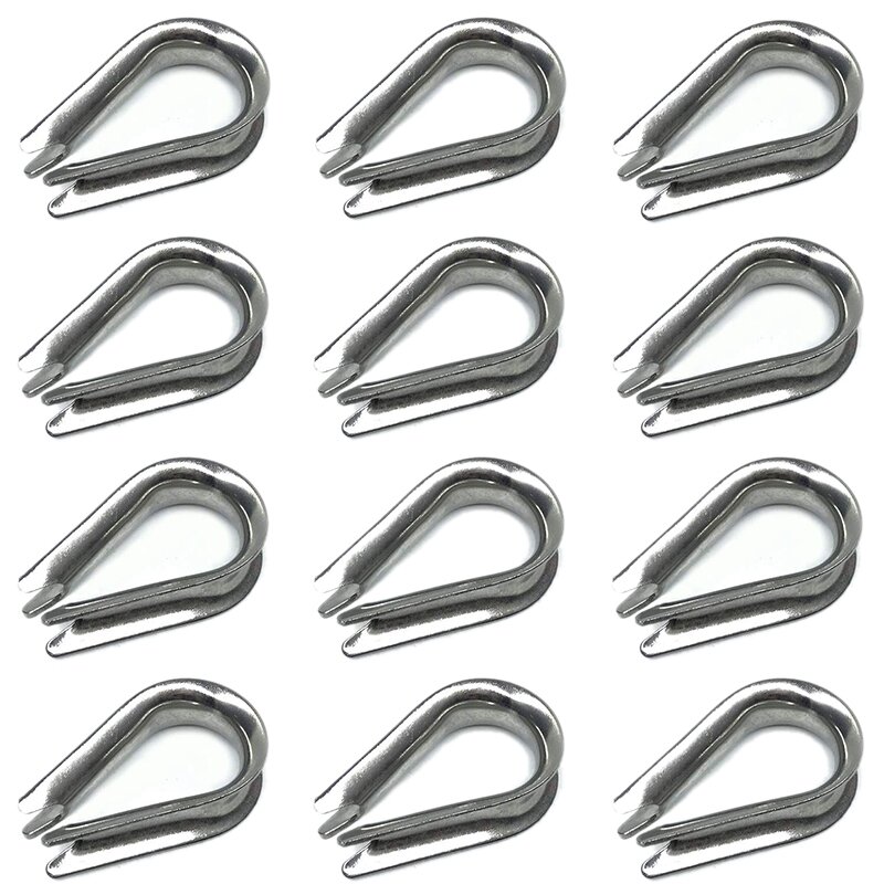 Ditale in acciaio inossidabile M10 da 12 pezzi per ditali per cavi in fune metallica da 3/8 di pollice di diametro