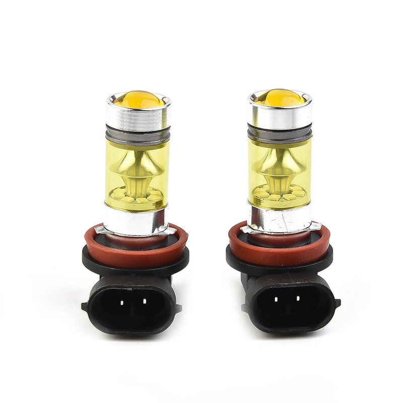H11 H8 LED 노란색 안개등 전구, 매우 밝은 날 러닝 자동차 전구, 조명 액세서리, 4300k, 100w, 1500lm, 세트당 2 개