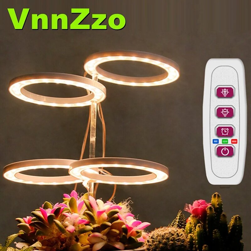 VnnZzo 식물용 식물 램프, 실내 꽃 온실 모종용 LED 전체 스펙트럼 엔젤 링 식물 램프, 5V USB