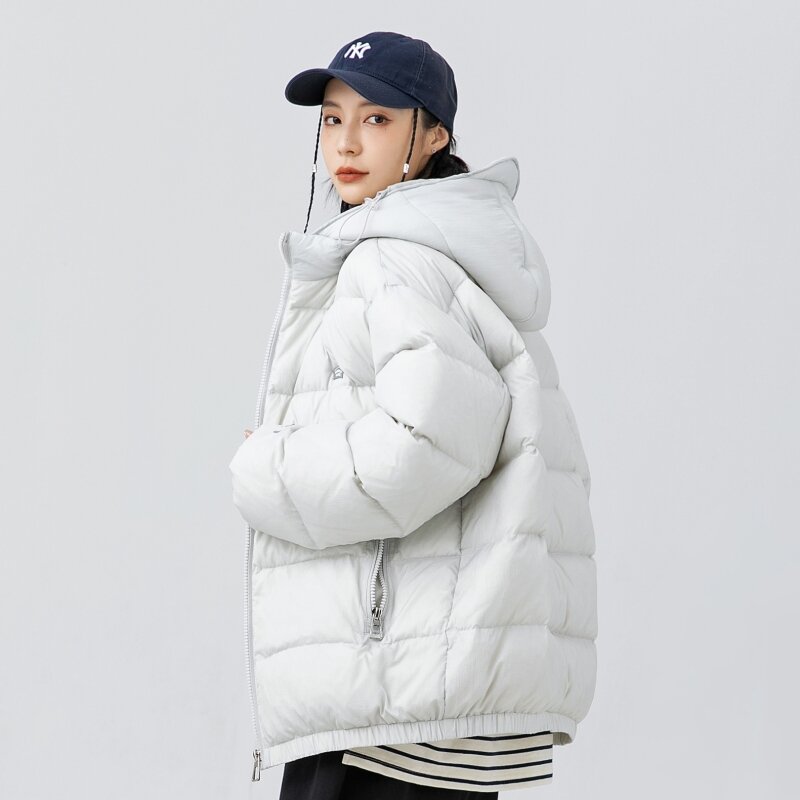 Мужской теплый зимний женский пуховик, однотонные мужские легкие стеганые куртки с капюшоном, модная повседневная парная пуховая куртка, Женское пальто